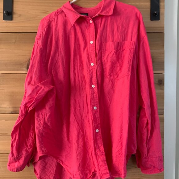 J. Crew Étienne oversized shirt in Baird McNutt Irish linen in Snapdragon XL - Picture 2 of 6